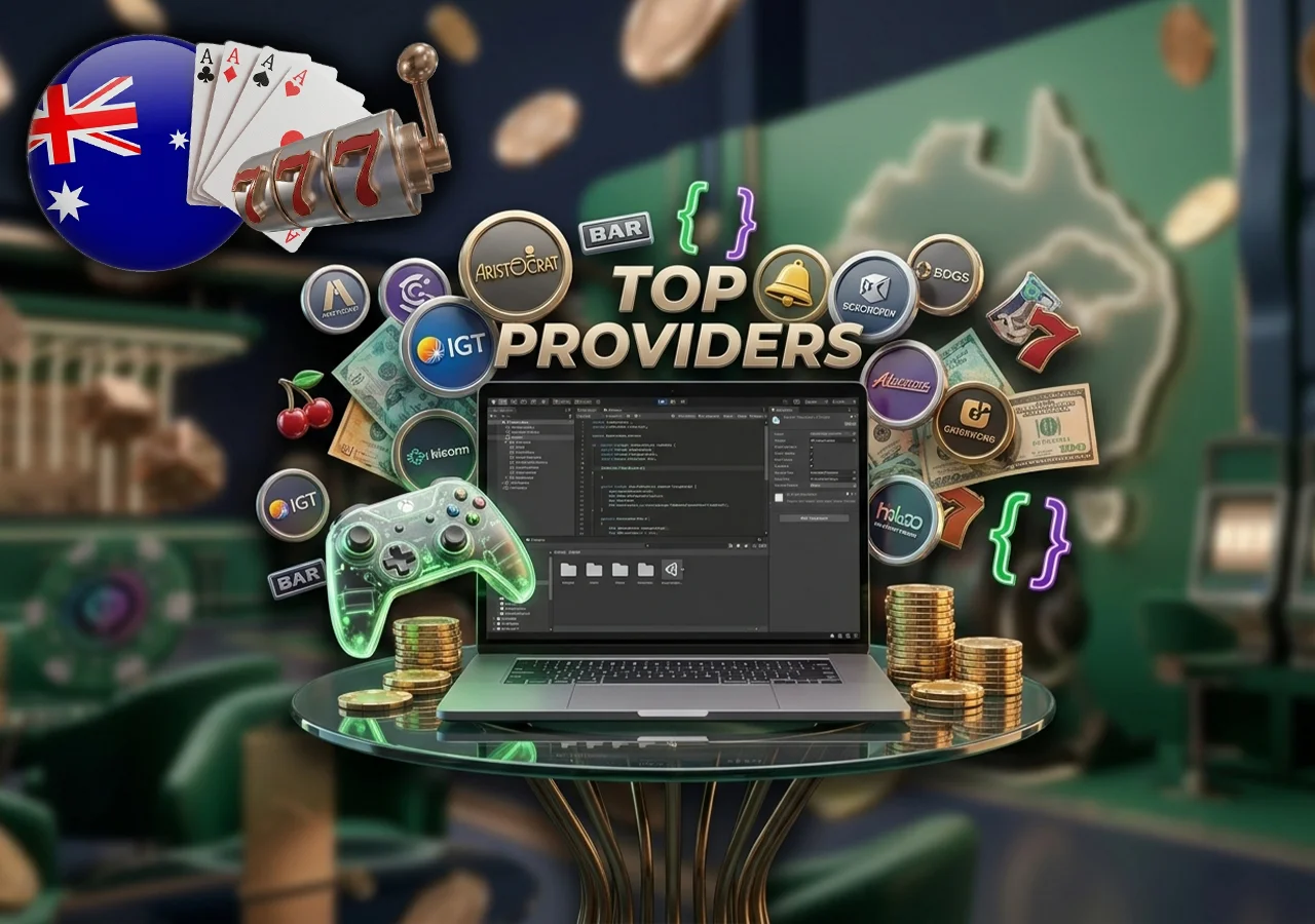Top software developers supplying slots to PayID casino sites.